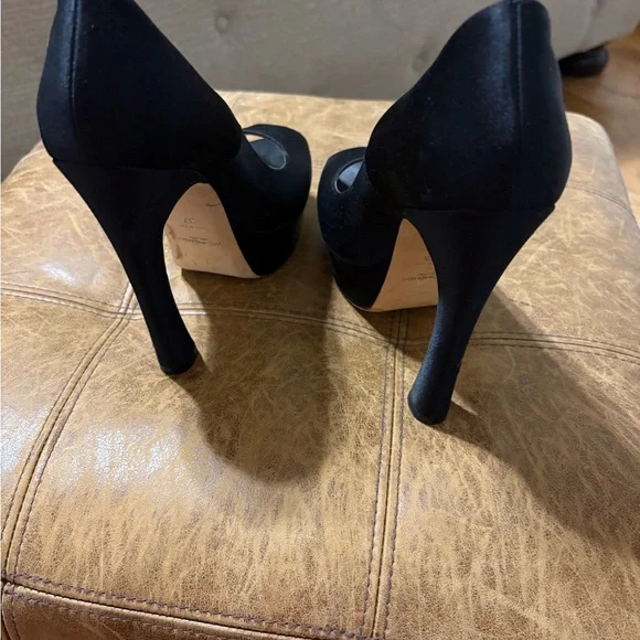 Yves Saint Laurent Black Peep Toe Heels - Picture 3 of 6